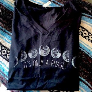 Black moon phase v neck shirt